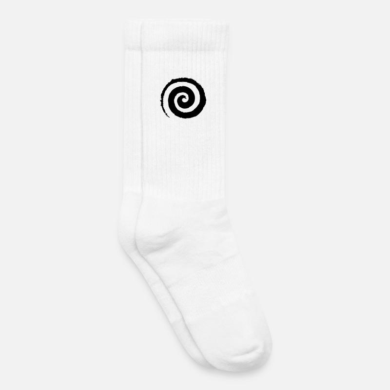 Schwarze Pinselstrich-Spirale - Kinder Tennissocken - Weiß
