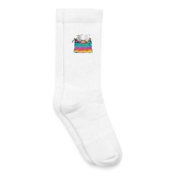 kunterbunte antike Schreibmaschine für Retro Fans - Kinder Tennissocken - Weiß - Rechts
