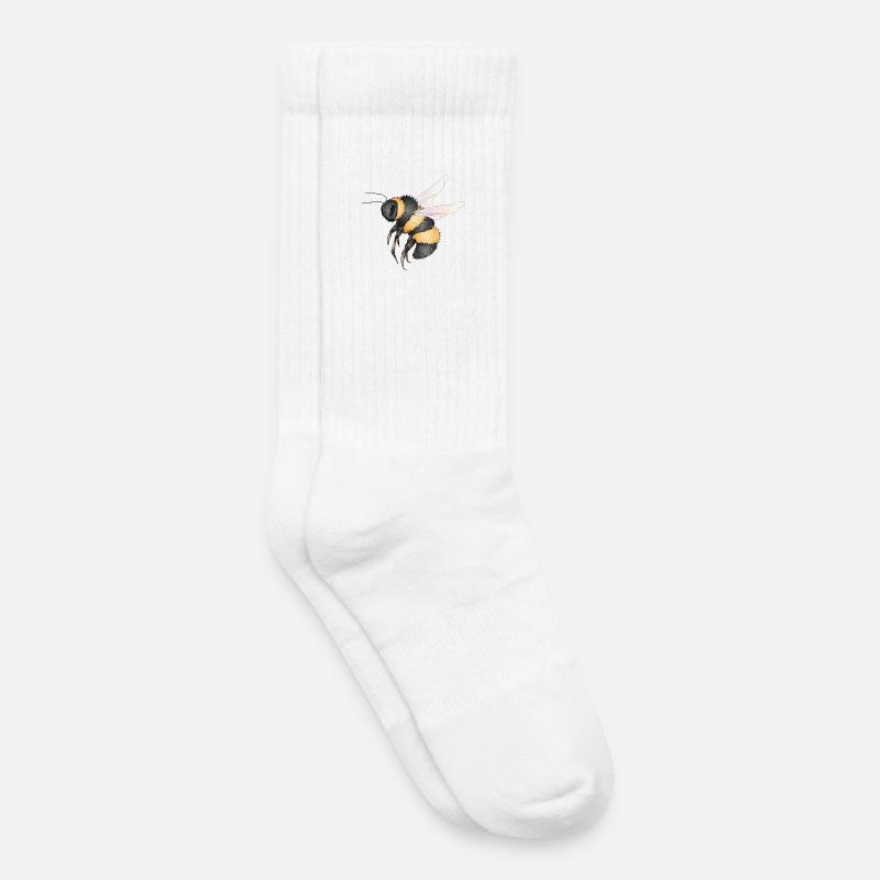 detaillierte Zeichnung einer fliegenden Hummel - Kinder Tennissocken - Weiß