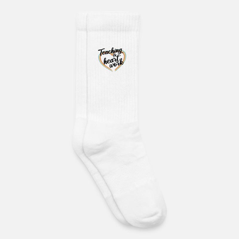 Teaching is heart work - Kids Tennis Socks - white