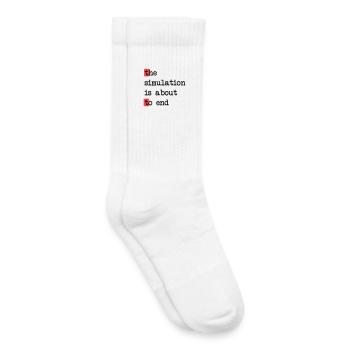 The End of Simulation, Sci-Fi Matrix Humor Shirt - Kids Tennis Socks - white - Right