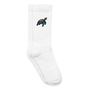 Tortue marine - Chaussettes de tennis bio enfant - blanc - Droite
