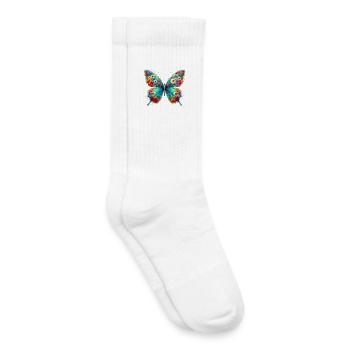 Butterfly decorated with flowers - Kids Tennis Socks - white - Right
