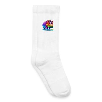 Hippopotame - Chaussettes de tennis bio enfant - blanc - Droite