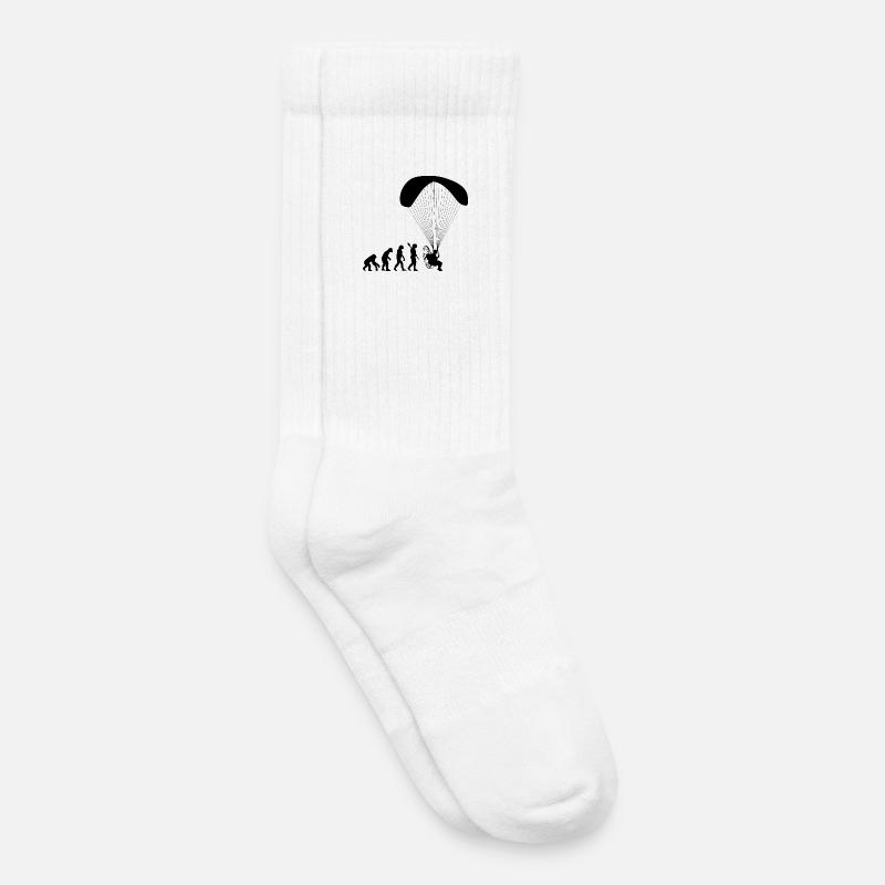 Paramotoring Human Evolution Funny - Kids Tennis Socks - white