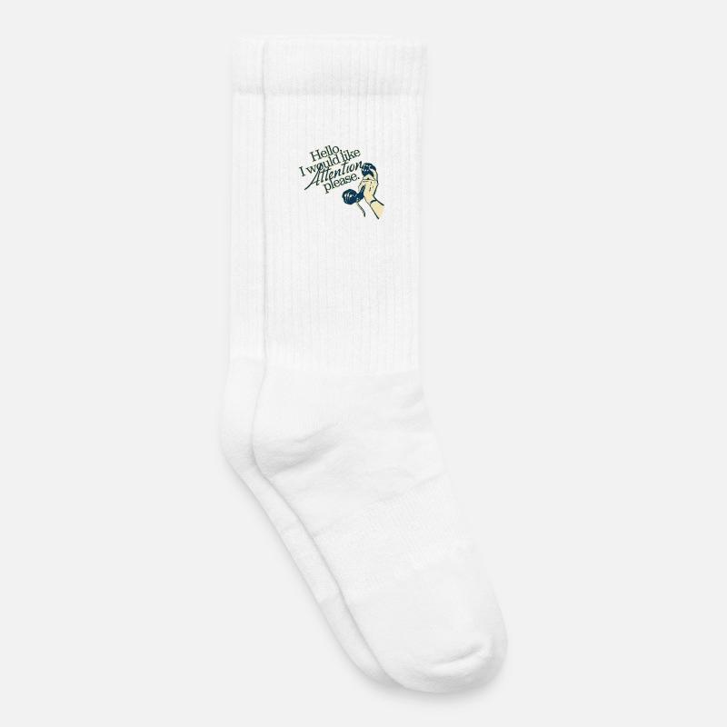 Hello, I Need Attention – Retro Statement - Kinder Tennissocken - Weiß