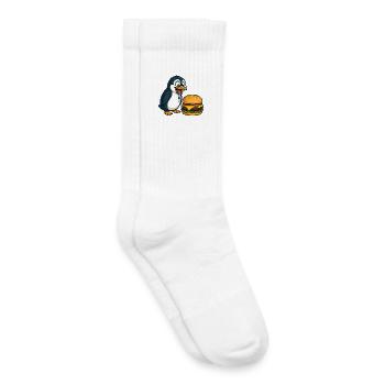 drôle pingouin cheeseburger dessin animé de restauration rapide - Chaussettes de tennis bio enfant - blanc - Droite