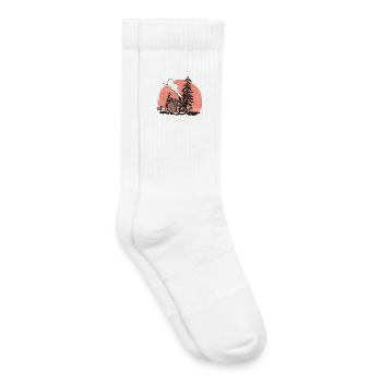 Gemütliche Waldhütte Illustration - Kinder Tennissocken - Weiß - Rechts