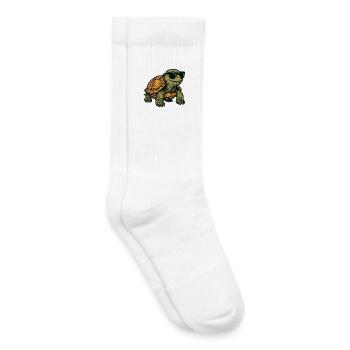 Tortue cool avec des lunettes de soleil - Chaussettes de tennis bio enfant - blanc - Droite