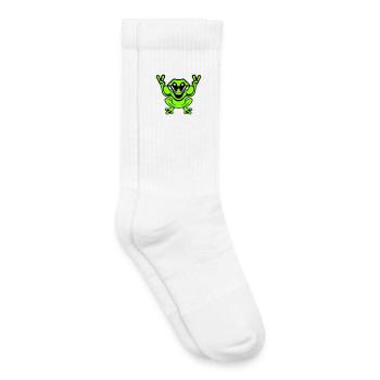 Frog Toad Cool Sunglasses Victory Peace Hands - Kids Tennis Socks - white - Right