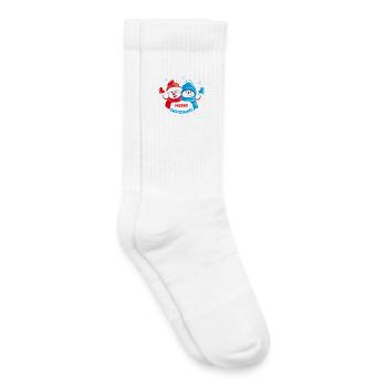 Two happy waving snowmen - Kids Tennis Socks - white - Right