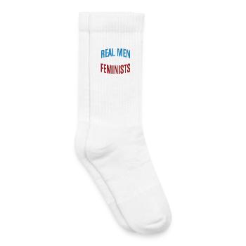 Déclaration d’égalité des vrais hommes sont féministes - Chaussettes de tennis bio enfant - blanc - Droite