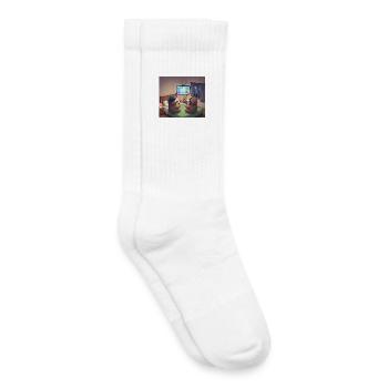 Paresseux Gamer Nocturne - Chaussettes de tennis bio enfant - blanc - Droite