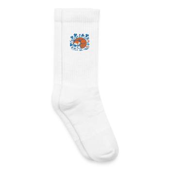 Schlafender Fuchs im Blumen-Nachtgarten - Kinder Tennissocken - Weiß - Rechts