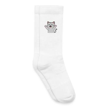 Fröhliche Katzenpfoten Jubel (Spitze Krallen) - Kinder Tennissocken - Weiß - Rechts