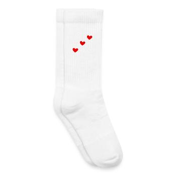 67 Six Sept Mèmes 6 7 Cœur Saint-Valentin Ados - Chaussettes de tennis bio enfant - blanc - Droite