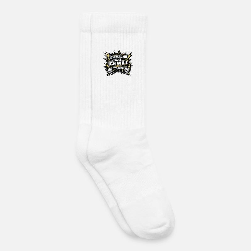 Ich mache was ich will – Skull & Blitze - Kinder Tennissocken - Weiß