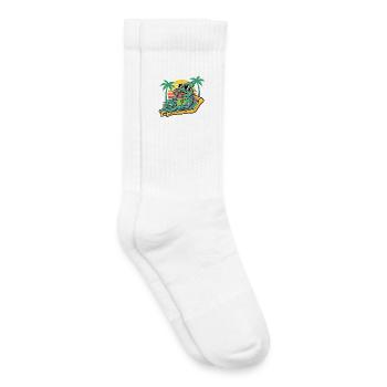 Caméléon dans le motif humoristique des vacances de plage d’été - Chaussettes de tennis bio enfant - blanc - Droite
