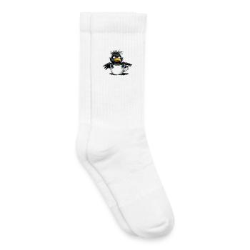 Matin, grognon, café, pas de désir, corbeau, mauvaise humeur, mauvaise humeur - Chaussettes de tennis bio enfant - blanc - Droite