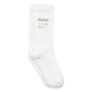 Vintage 1988 Book Club Retro Birth Year Gift - Kids Tennis Socks - white - Right