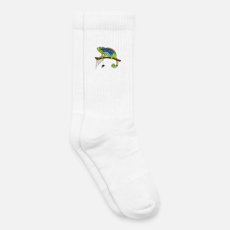 Chamäleon auf Ast mit Spinnennetz - Kinder Tennissocken - Weiß