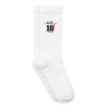 Hello 18 Est 2008 Damen Geburtstag Design - Kinder Tennissocken - Weiß - Rechts