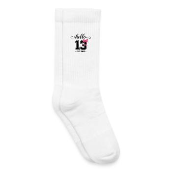 Bonjour 13 Est 2013 Girl Birthday Design - Chaussettes de tennis bio enfant - blanc - Droite
