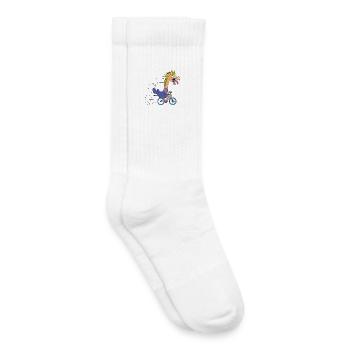 Giraffe on Bike Cartoon - Kids Tennis Socks - white - Right