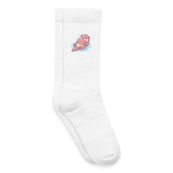 La loutre Kawaii mange de la pastèque - Chaussettes de tennis bio enfant - blanc - Droite