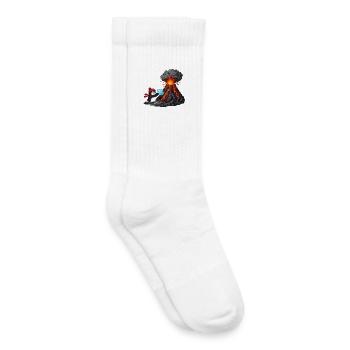 Pingouin et volcan avec des glaçons - Chaussettes de tennis bio enfant - blanc - Droite