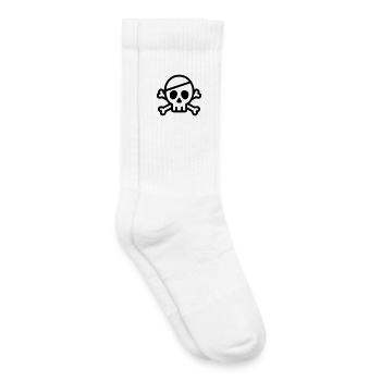 tête de mort - Chaussettes de tennis bio enfant - blanc - Droite