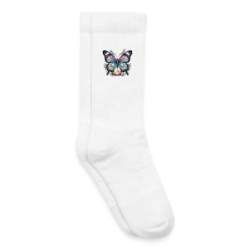 Papillon fleural pastel - Chaussettes de tennis bio enfant - blanc - Droite