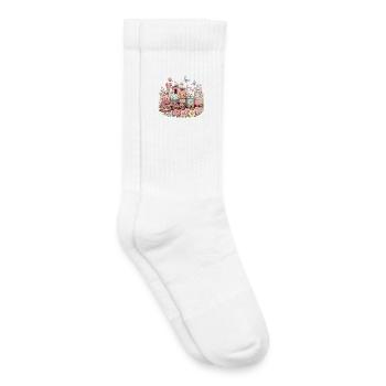Pastel Train with Critters and Flowers - Kids Tennis Socks - white - Right