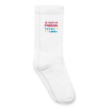 Oncle / Parrain / Tonton / Naissance / Bébé - Chaussettes de tennis bio enfant - blanc - Droite