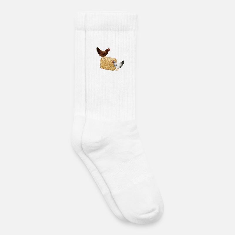 zwei Hühner auf einen Strohballen - Kinder Tennissocken - Weiß