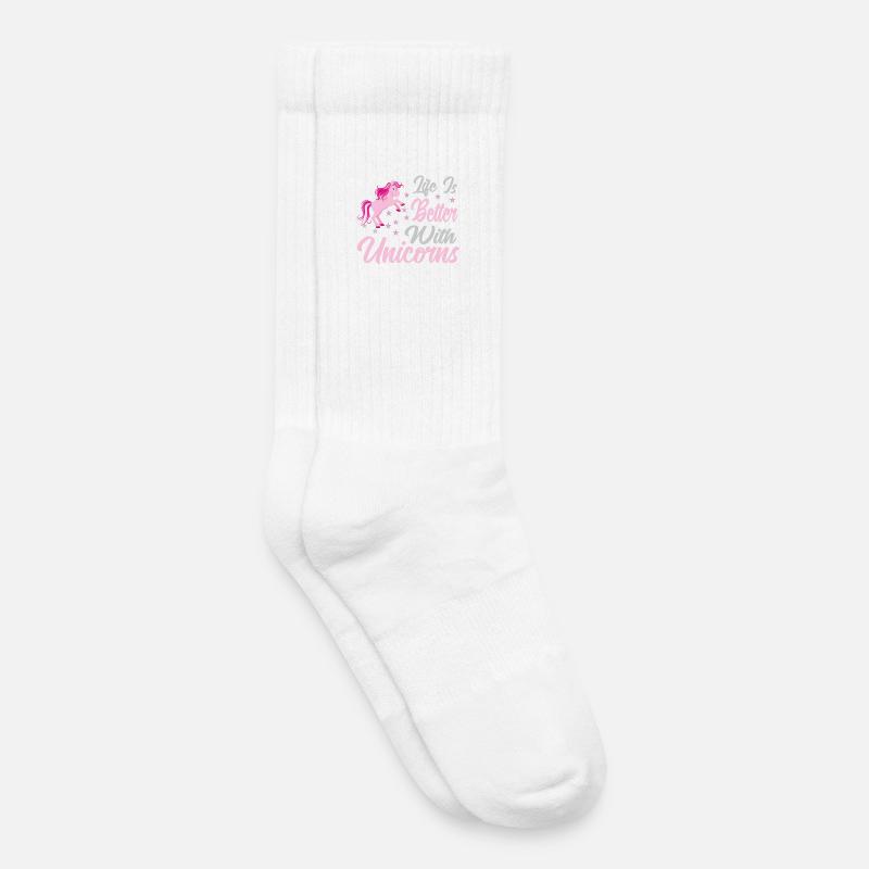 Leben ist besser mit Einhörnern - Kinder Tennissocken - Weiß