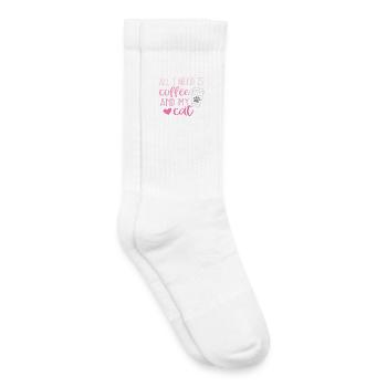Alles, was ich brauche, ist Kaffee und meine Katze - Kinder Tennissocken - Weiß - Rechts