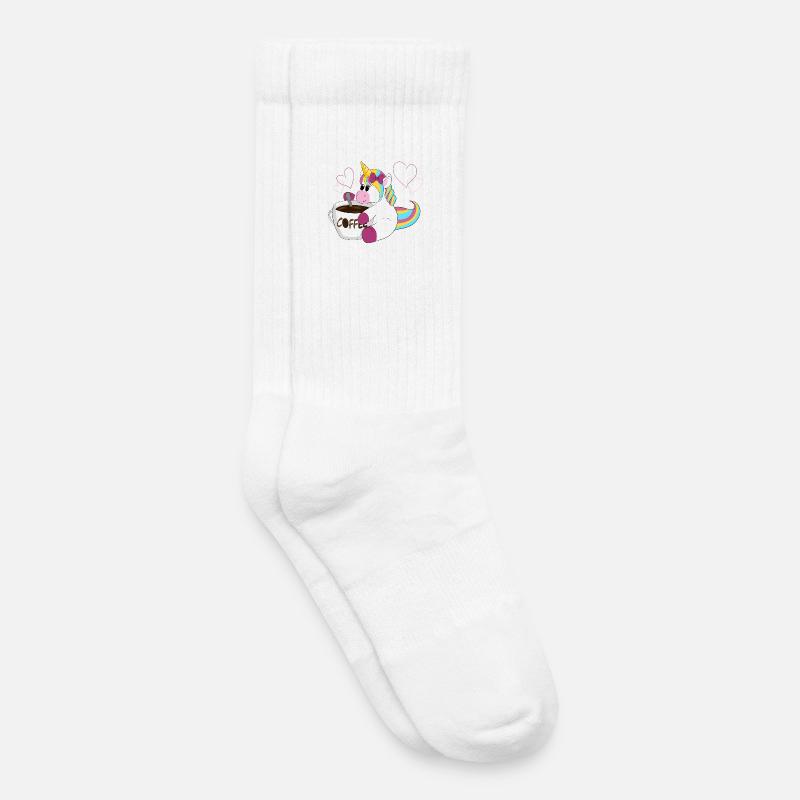 Regenbogen Einhorn Kaffeezauber - Kinder Tennissocken - Weiß