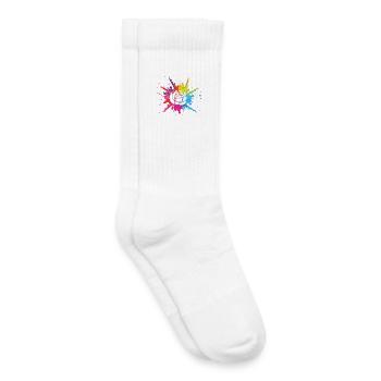 Fleur blanche et explosion multicolore - Chaussettes de tennis bio enfant - blanc - Droite