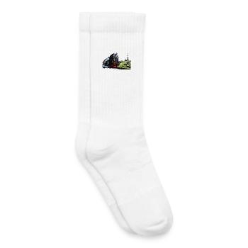 Locomotive à vapeur sur le Brocken dans le Harz - Chaussettes de tennis bio enfant - blanc - Droite