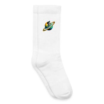 Cycliste sur Saturne - Chaussettes de tennis bio enfant - blanc - Droite