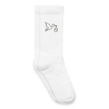 Cigogne avec bébé enfant - Arrivée minimale de bébé - Chaussettes de tennis bio enfant - blanc - Droite