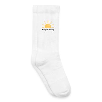 Continuer à briller – Soleil – Minimaliste - Chaussettes de tennis bio enfant - blanc - Droite
