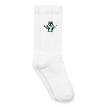 Cute Penguin Angel Halo Cartoon Wings - Kids Tennis Socks - white - Right