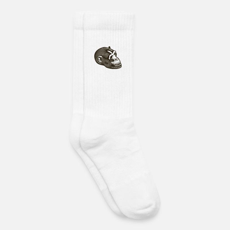 Stylized GORILLE head - Kids Tennis Socks - white