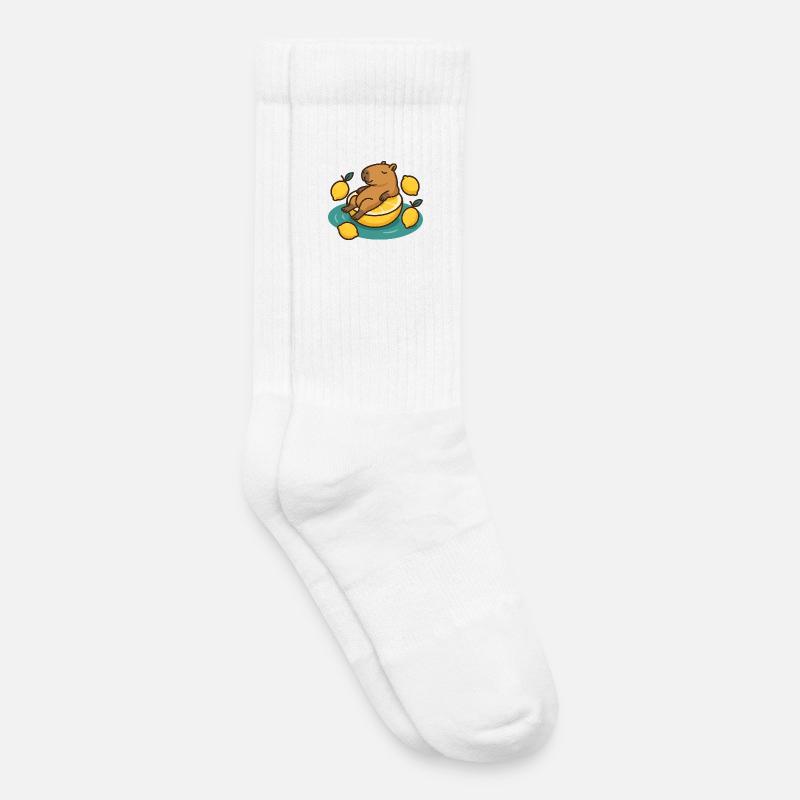 Chillendes Capybara auf Zitrone Cartoon - Kinder Tennissocken - Weiß