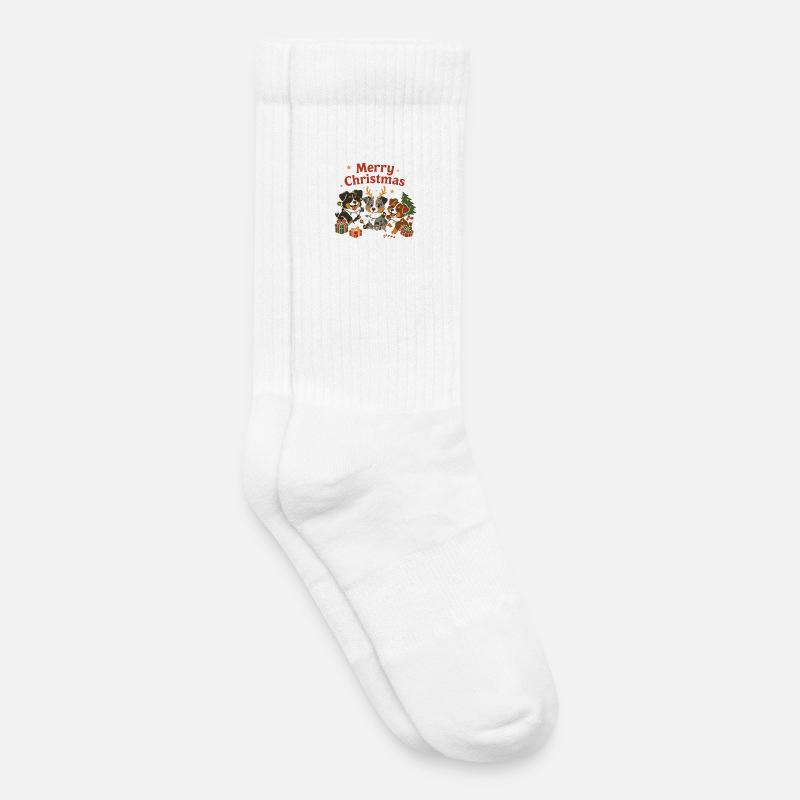 Süßes Australian Shepherd Weihnachtdesign - Kinder Tennissocken - Weiß