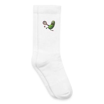Witzige Gurke Beim Tennis Mit Stirnband - Kinder Tennissocken - Weiß - Rechts