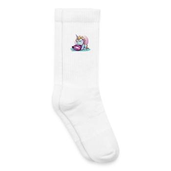 Schlummerndes Einhorn Kaffeezauber - Kinder Tennissocken - Weiß - Rechts