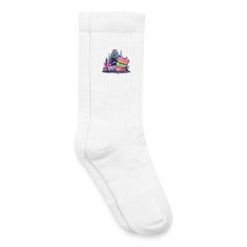 Katzenschatz in Donut Kristallhöhle - Kinder Tennissocken - Weiß - Rechts